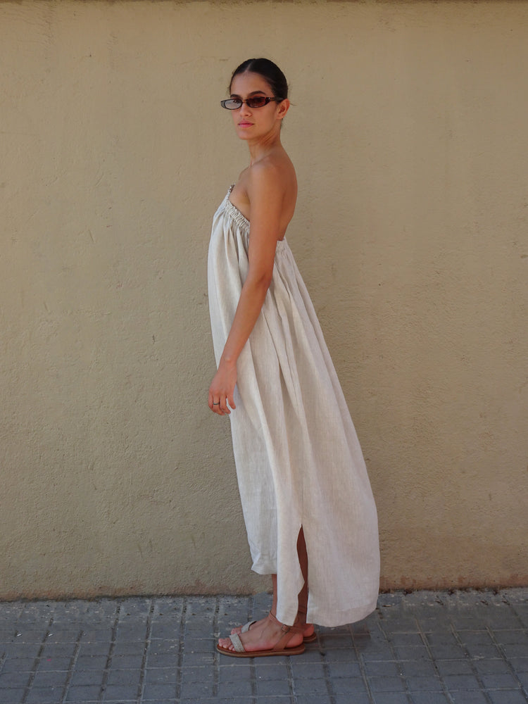 Bang Messina Designer Dress Size 12 NWOT Party Formal Linen Metallic